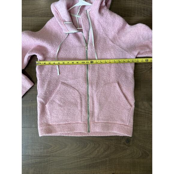 Lululemon size 10 pink wool hoodie jacket Silver Zipper Soft Comfy - Picture 6 of 7